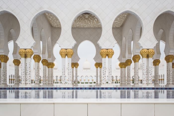 Sheikh Zayed Grand Mosque, Abu Dhabi, Förenade Arabemiraten.