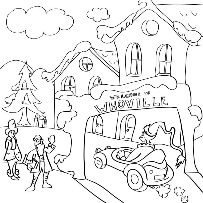 Grinchul care conduce în Whoville