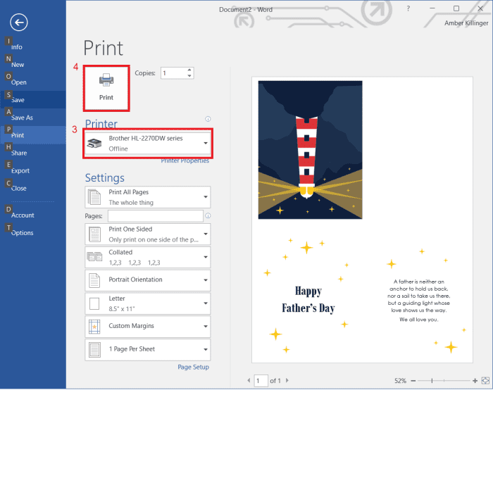 كيفية إنشاء بطاقة آباء اليوم في ms word 2016