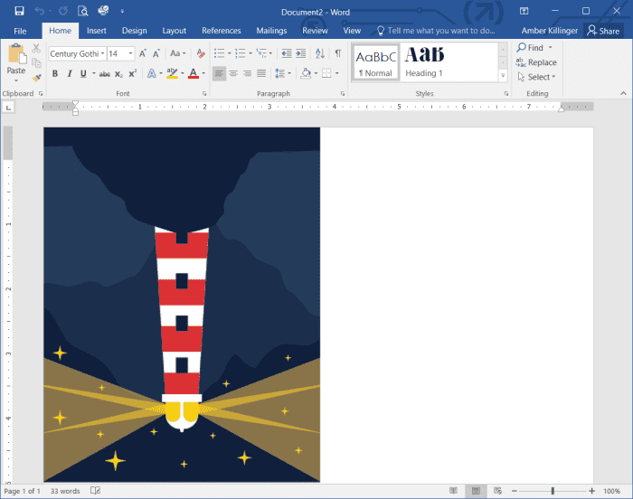 يقوم برنامج MS Word بصندوق مستند جديد من القالب المحدد
