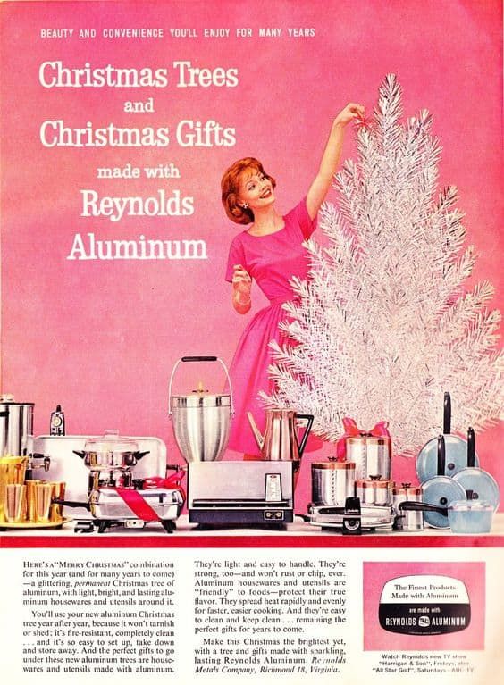 Vintage oglas za Reynolds aluminijsko božićno drvce