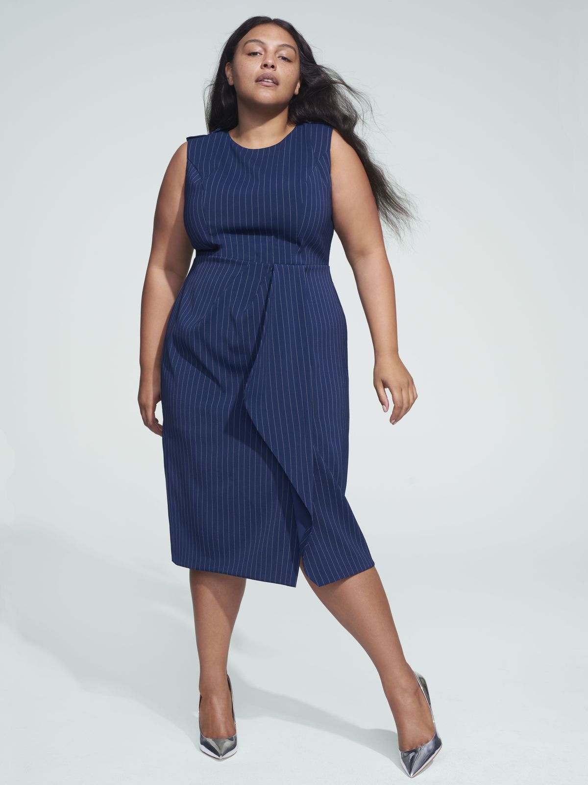 Pinstripe Origami Sheath Dress