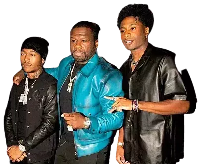   Et'Vinchi with Demetrius 'Lil Meech' Flenory and 50 Cent