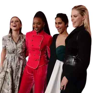   Amrit Kaur con Pauline Chalamet, Reneé Rapp y Alyah Chanelle Scott