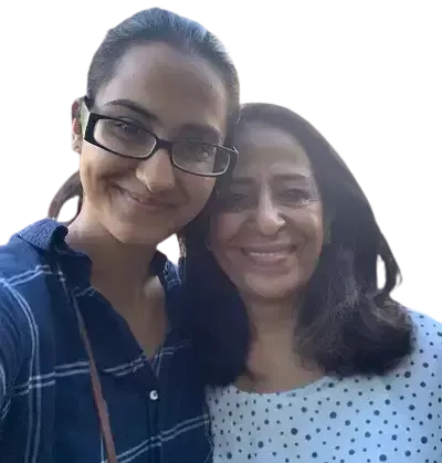   Amrit Kaur med sin mamma