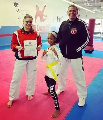   Zion Broadnax na het winnen van de gele band in Karate