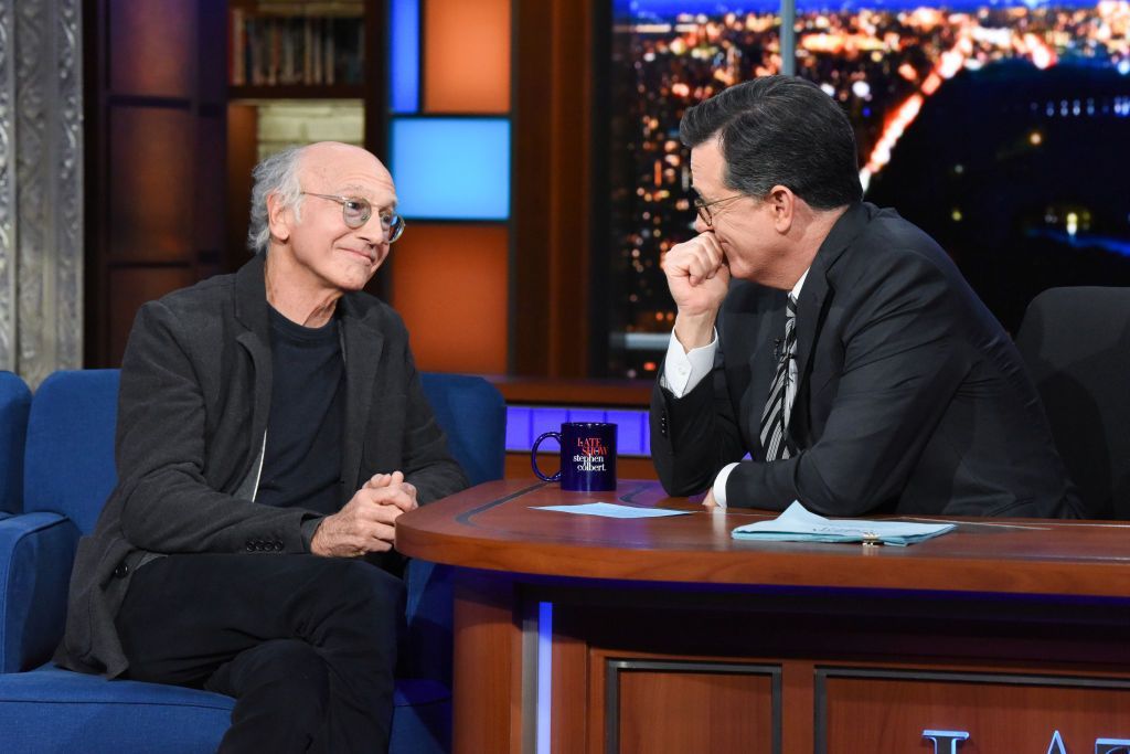 New York-i január 8-án, a késői show Stephen Colbert-rel és vendég Larry Daviddel, 2020. január 8-án, szerdán, fotó: scott kowalchykcbs a getty képeken keresztül