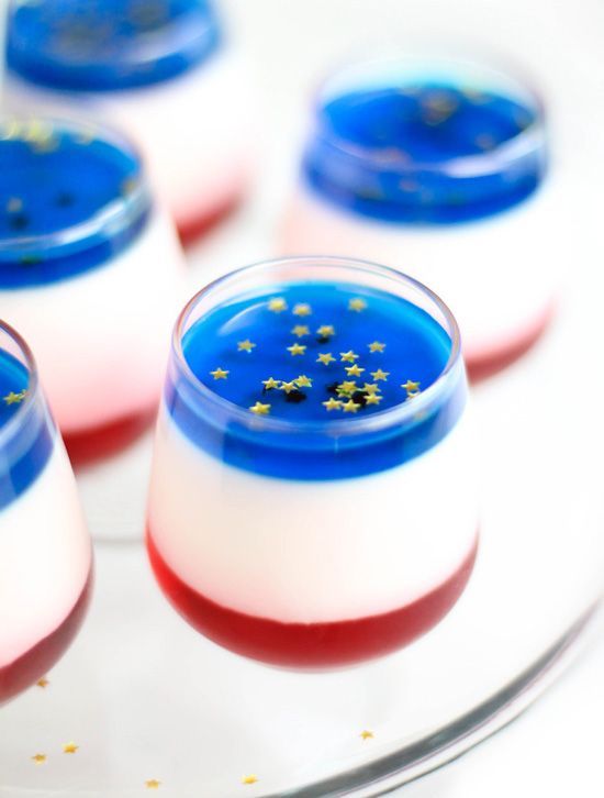 patriottische panna cotta-shooters